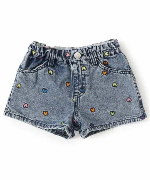 刺繍デニムショートパンツ