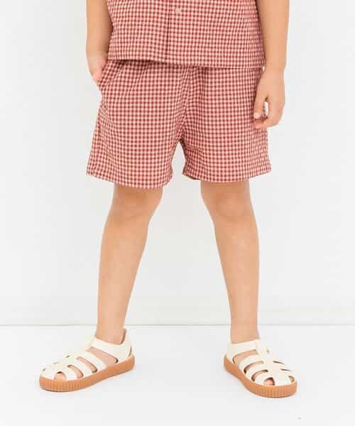【リンク】ギンガムチェックタックパンツ  5分丈