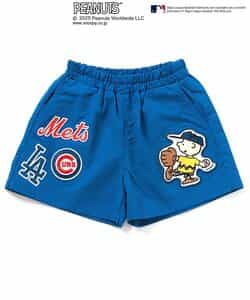 ☆SALE☆【MLB×PEANUTS】ワイドハーフワッペンパンツ 4分丈