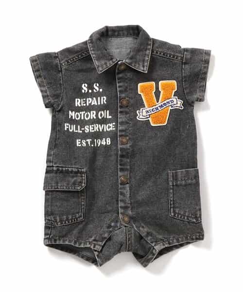 アメカジ風デニムつなぎロンパス  6分丈