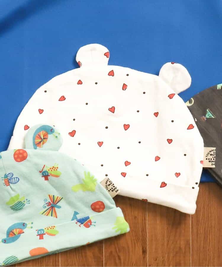 ★SALE★総柄耳付きベビー帽 マイファーストブリーズ