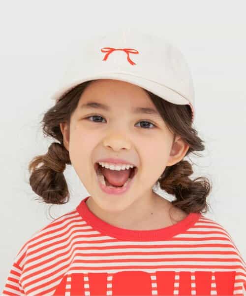 リボン刺繍キャップ_UVカット