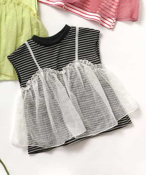 チュールフレンチスリーブTシャツ