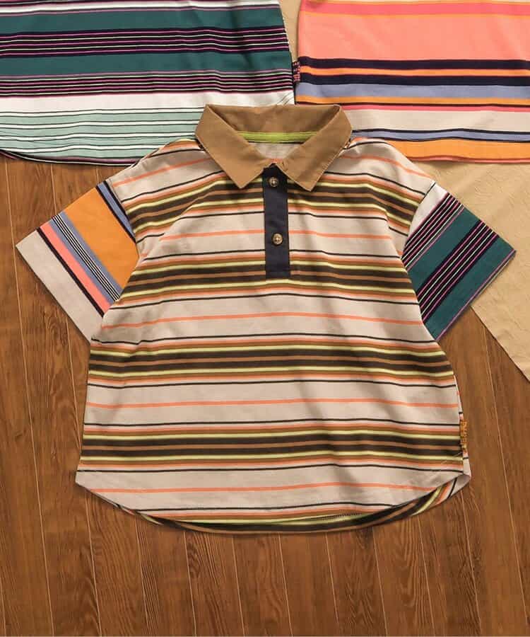 ★SALE★衿切替マルチボーダーポロシャツ