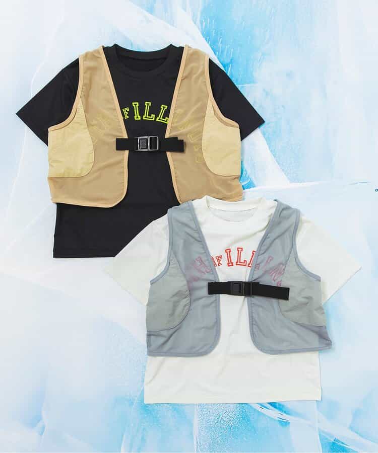★タイムセール★【冷たい/UVカット/接触冷感】サマーエール 冷っほーい！保冷剤ベスト付きTシャツ_928473