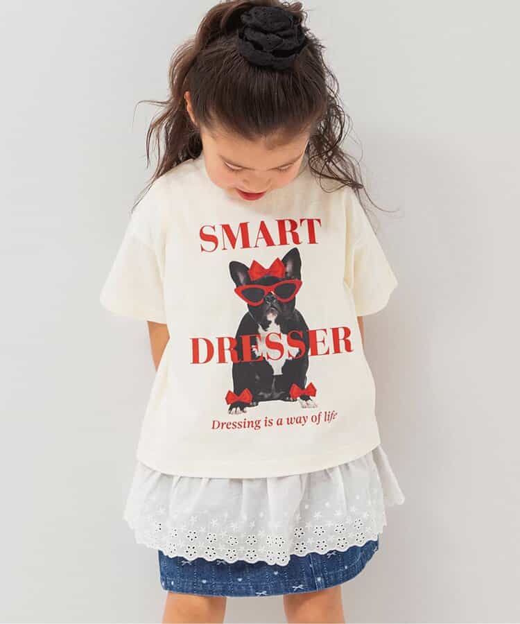 針抜き半袖Tシャツ&裾レースフリルトップスセット