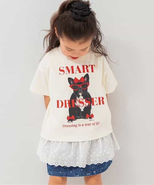 針抜き半袖Tシャツ&裾レースフリルトップスセット
