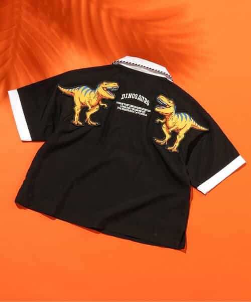 福井県立恐竜博物館コラボ 恐竜バックワッペンボウリングシャツ