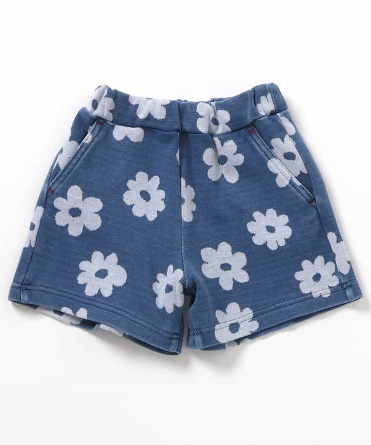 ★SALE★インディゴフラワージャガードパンツ  4分丈