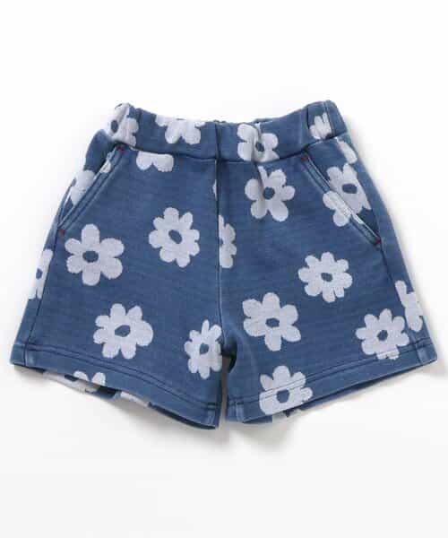 ★SALE★インディゴフラワージャガードパンツ  4分丈