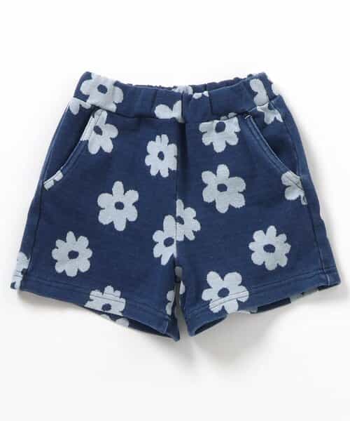 ★SALE★インディゴフラワージャガードパンツ  4分丈
