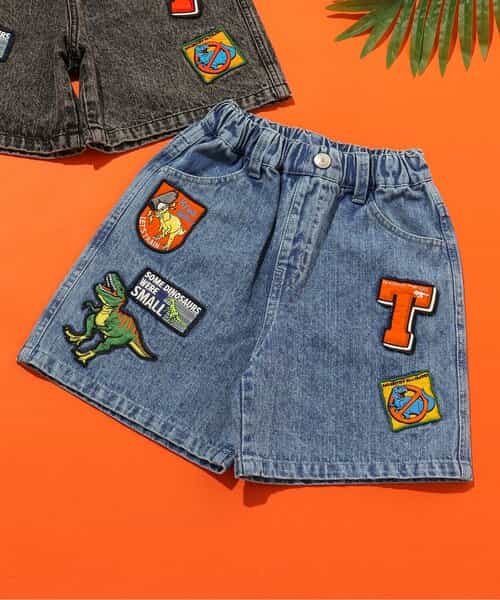 恐竜ワッペンデニムパンツ