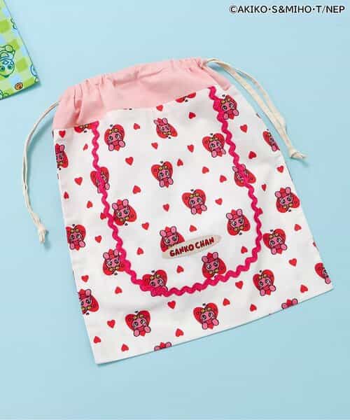 がんこちゃん＆がんペーちゃん 総柄巾着(Lサイズ)
