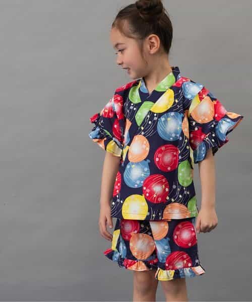 ★SALE★【すっぽり着られる】フリル甚平_女の子