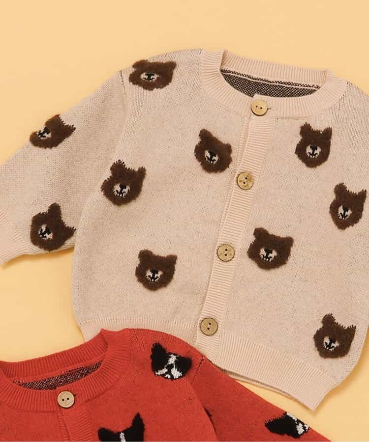 Bpop どうぶつジャガードカーデ