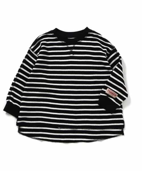 配色ステッチビッグシルエットワッフルTシャツ