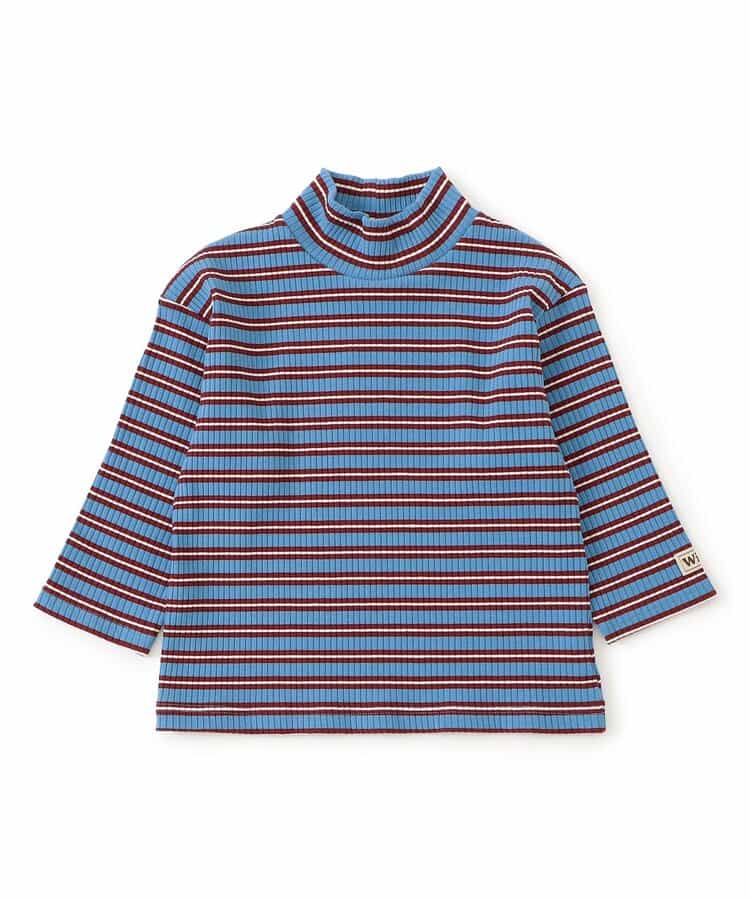 ハイネックリブボーダーTシャツ