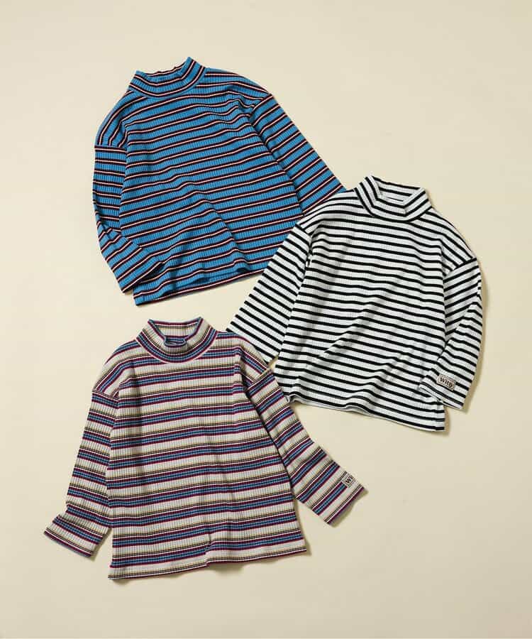 ハイネックリブボーダーTシャツ_948944