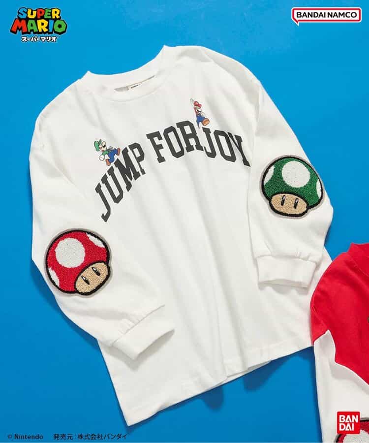 スーパーマリオ エルボーパッチTシャツ