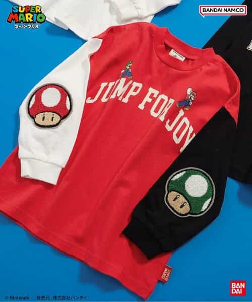 スーパーマリオ エルボーパッチTシャツ