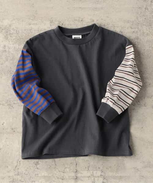未使用品級☆　プリーツプリーズ　ネックウォーマー付き　　ボーダー　カットソー★ trim_fce_item67870fa3aee67.jpg