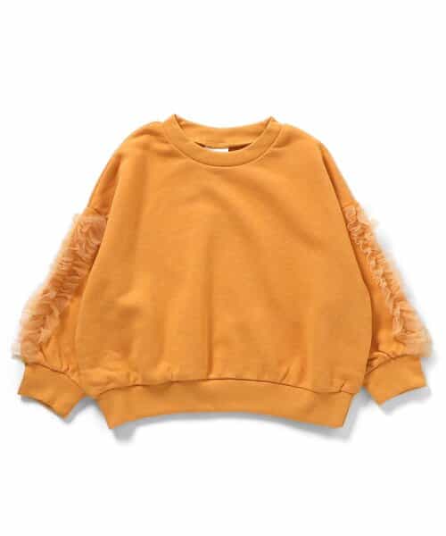 WEB限定  袖チュールフリルトレーナー