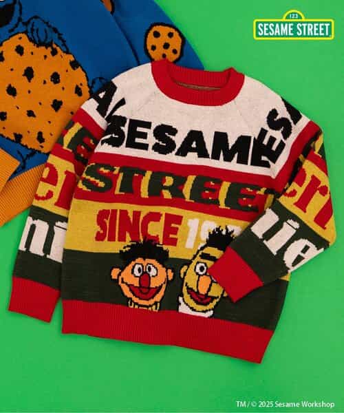 セサミストリート 2色2柄ジャガードセーター