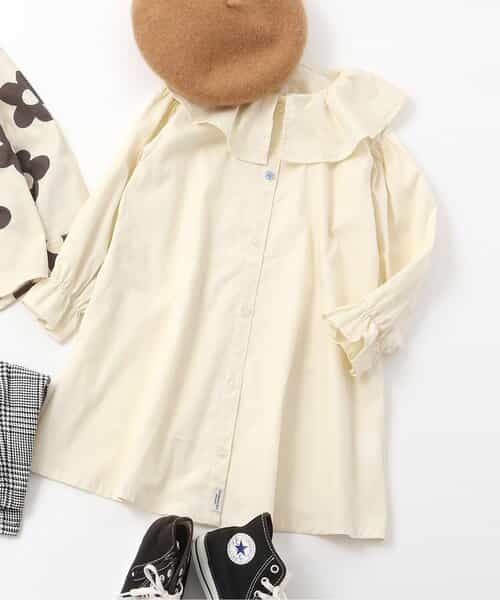 ★SALE★【リンク】ノーカラーシャツワンピース