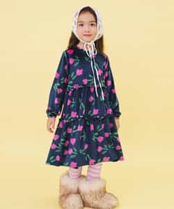 ★SALE★WEB限定  レトロ総柄ベロアワンピース