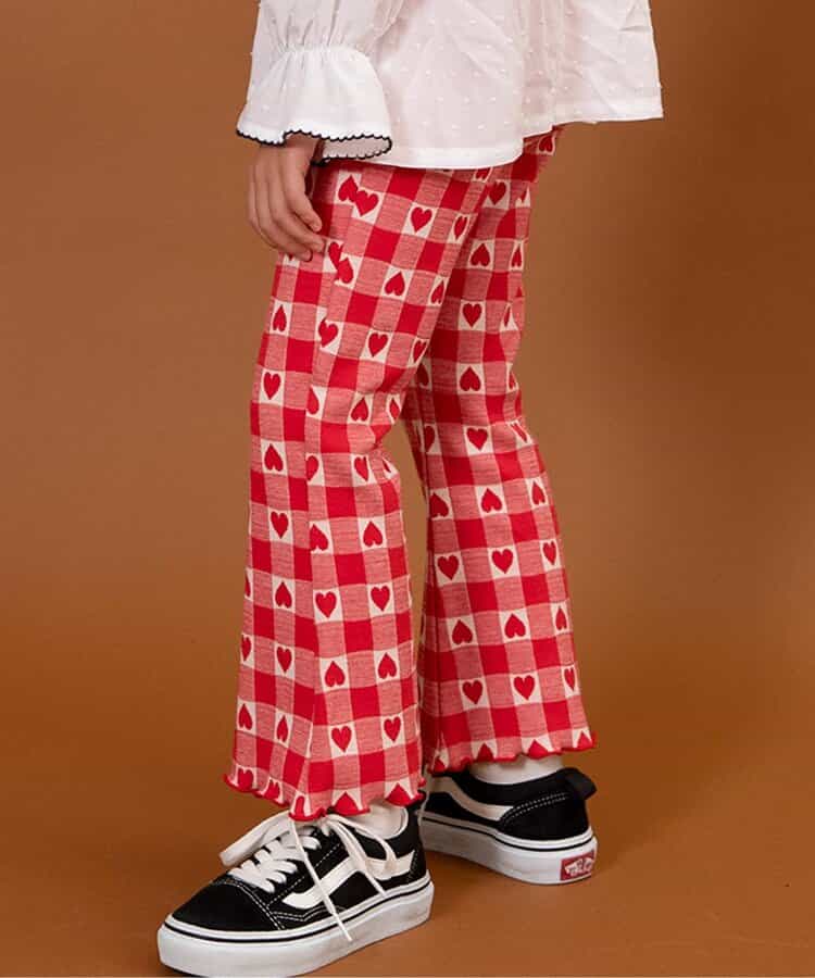 【リンク】総柄ジャガードフレアパンツ  10分丈