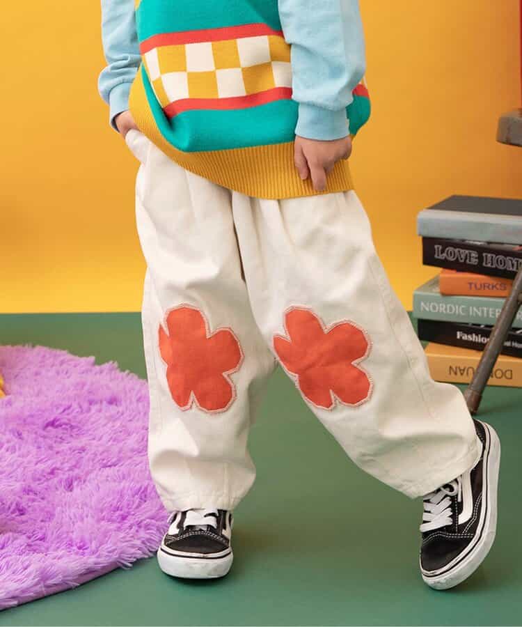 I'm Jelly！フラワーパッチタックパンツ  10分丈