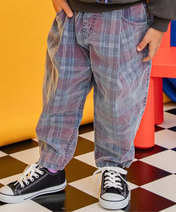 チェックコーデュロイパンツ  10分丈