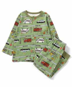 WEB限定 前あきパジャマ はたらくくるまボーダー柄