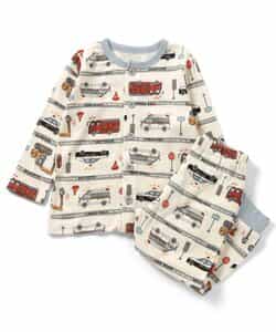 WEB限定 前あきパジャマ はたらくくるまボーダー柄