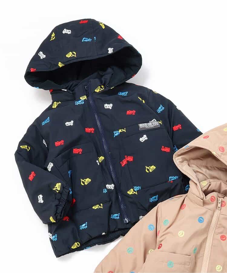 2色2柄 総刺繍フード付き中綿ジャケット