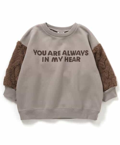 袖ジャガードファーフリース切替トレーナー