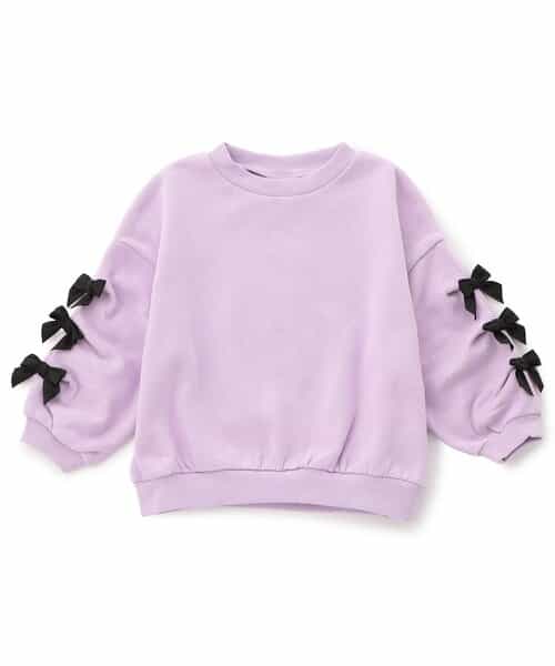 WEB限定  袖タックリボンモチーフ裏起毛トレーナー