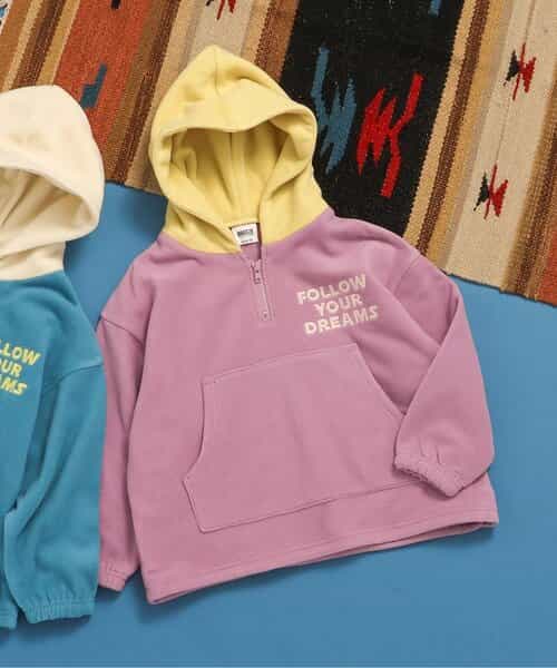 フード配色フリースパーカー