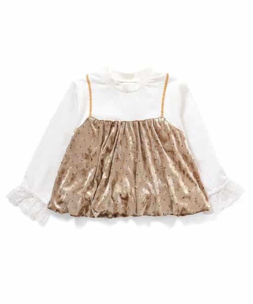 ベロアドット異素材トップス