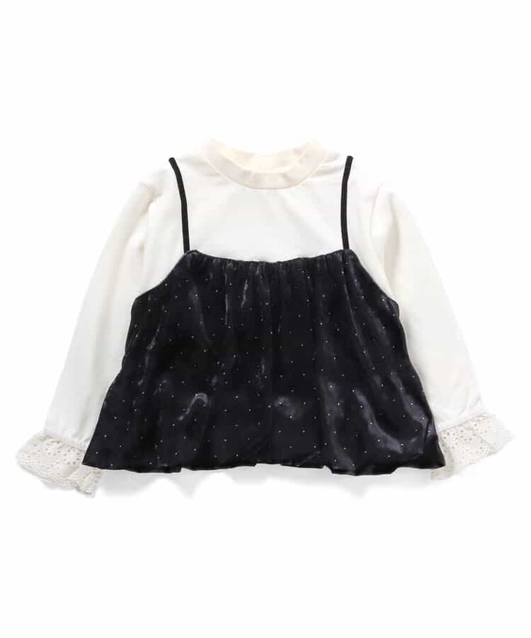 ベロアドット異素材トップス