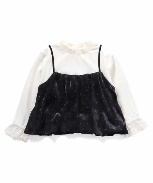 ベロアドット異素材トップス