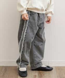 ★タイムセール★あったかサイドフリンジデニムパンツ  10分丈