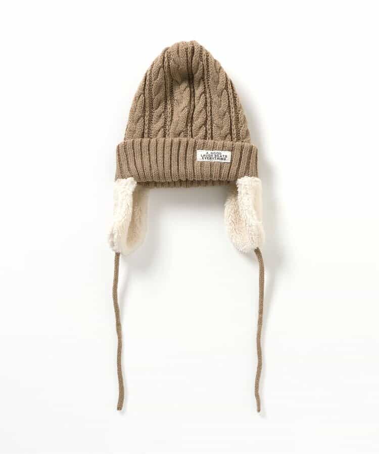 耳付きケーブルニット帽_マシンウォッシャブル