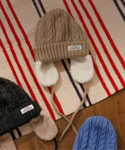 耳付きケーブルニット帽_マシンウォッシャブル