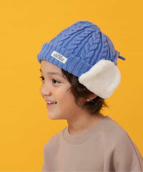 耳付きケーブルニット帽_マシンウォッシャブル