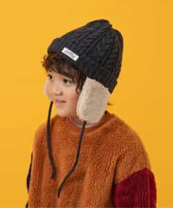 耳付きケーブルニット帽_マシンウォッシャブル