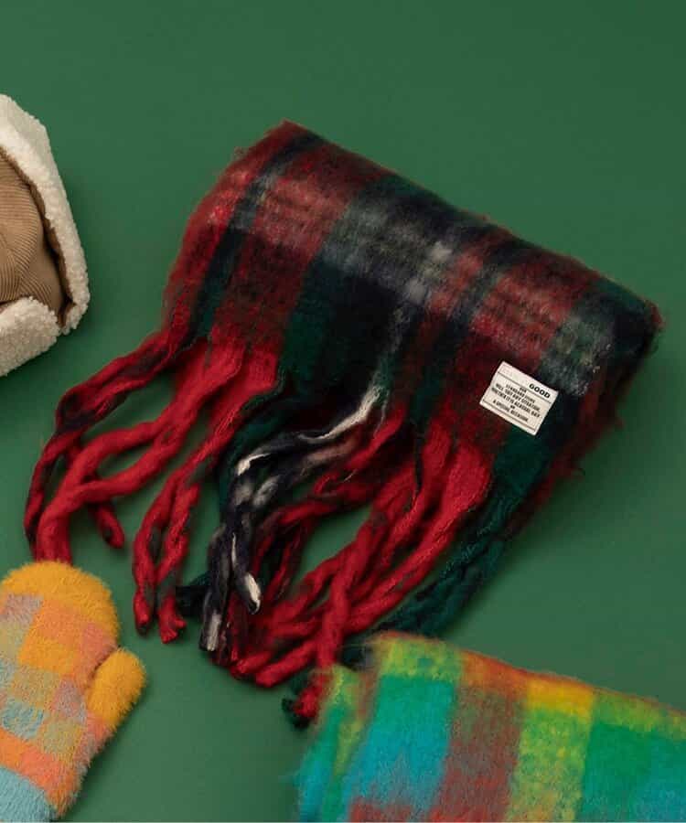 シャギーチェックマフラー