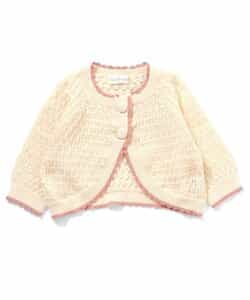 ★SALE★透かし編み配色ニットカーディガン_マシンウォッシャブル