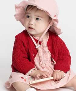 ★SALE★透かし編み配色ニットカーディガン_マシンウォッシャブル