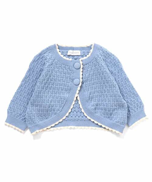 透かし編み配色ニットカーディガン_マシンウォッシャブル